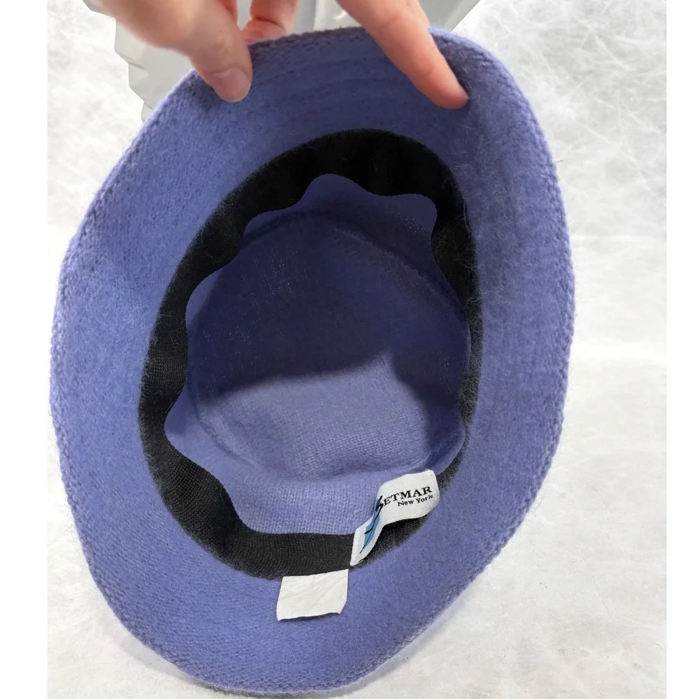 Betmar New York Vintage Periwinkle Blue Angora Wool Blend Bucket Hat H637